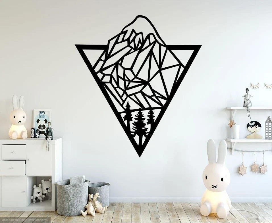 Geometric Mountain Metal Mountain Mountain Metal Wall Decor - 8 inches - metal sign
