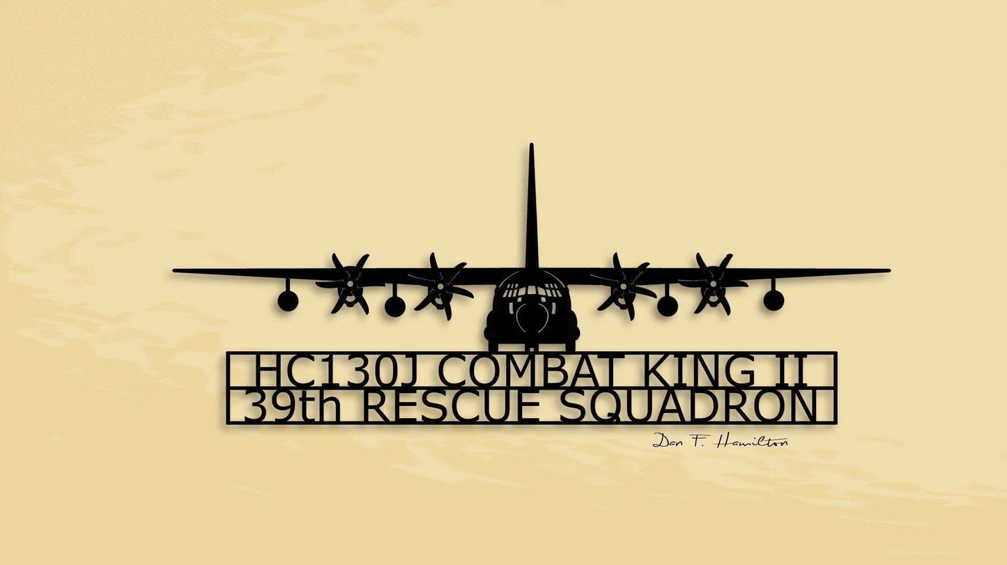 Hc130j Combat King Ii 39th Rescue Squadron Aircraft Metal Sign Cut Metal Sign Wall Decor - 8 inches - metal sign