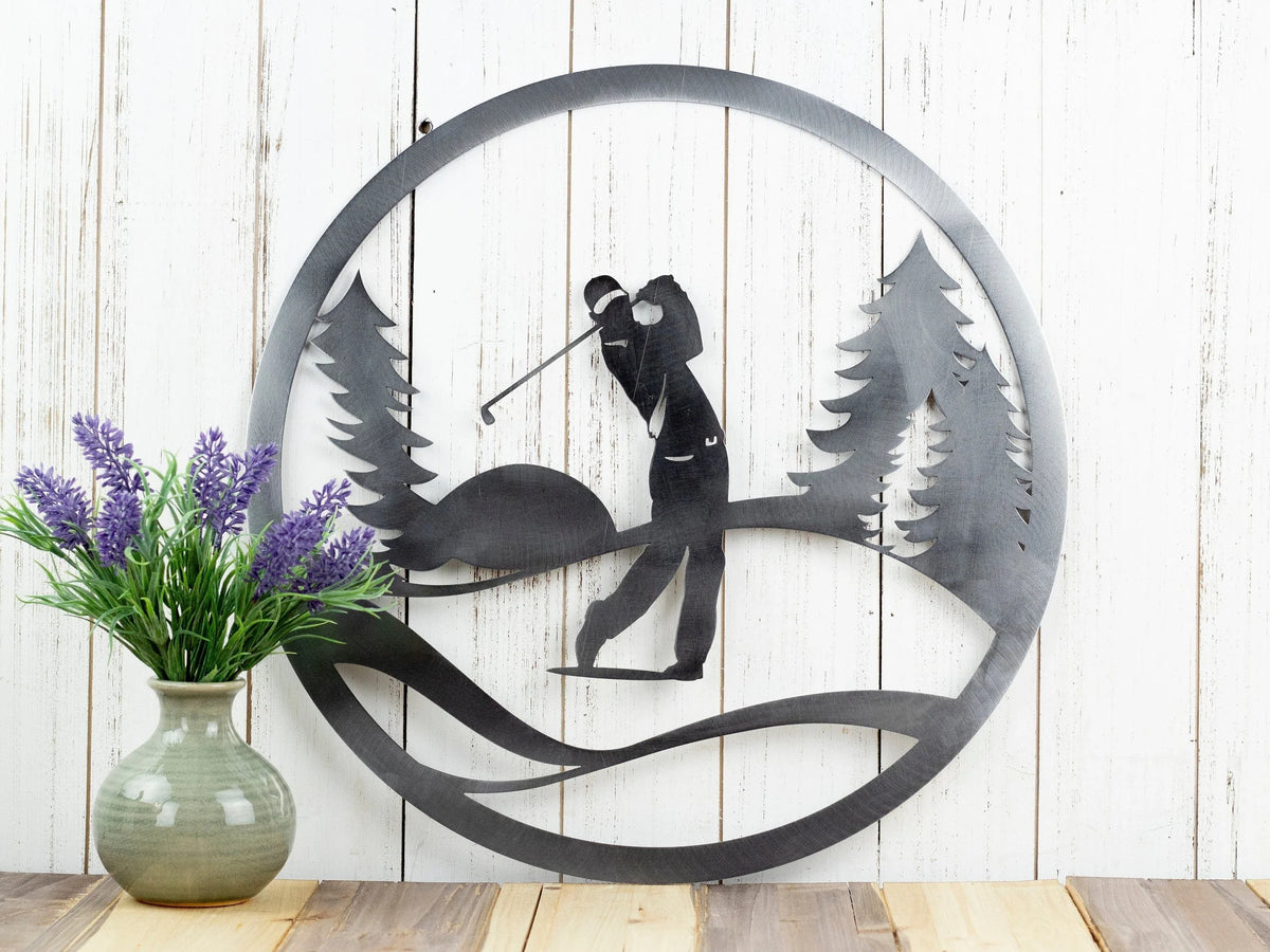 Golfer Metal Wall Decor Golf Gift For Him Golf Gift Golfer Gift Outdoor Sign Golf Art Metal Sign Fathers Day Gift Dad Gift - 8 inches - metal sign
