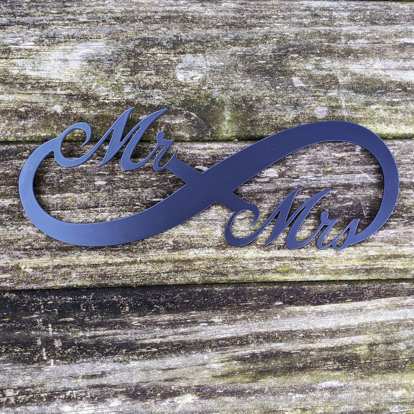 Mr. & Mrs. Infinity Sign Cut Metal Sign Wall Metal Art - 8 inches - metal sign