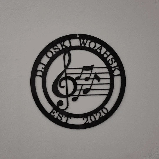 Music Established Last Name Family Sign Cut Metal Sign Metal House Sign - 8 inches - metal sign
