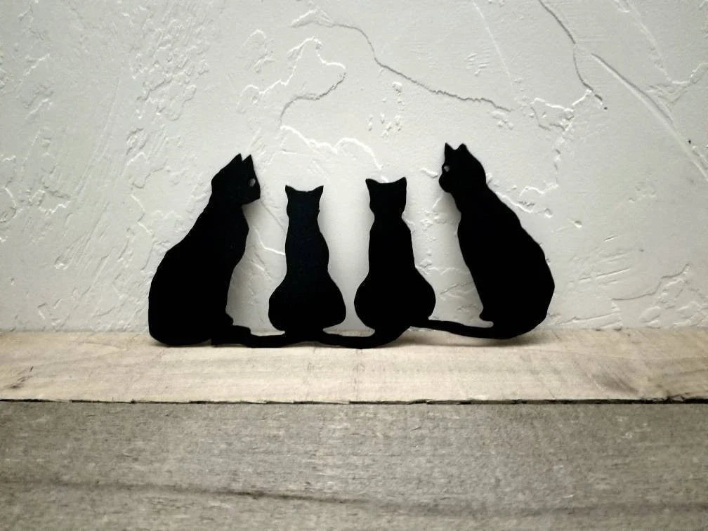 Cat Cat Decor Group Of 3 Cats Animal Decor Cat Gifts Animal Wall Decor Cat Lover Gift Idea Halloween Decoration - 8 inches - metal sign
