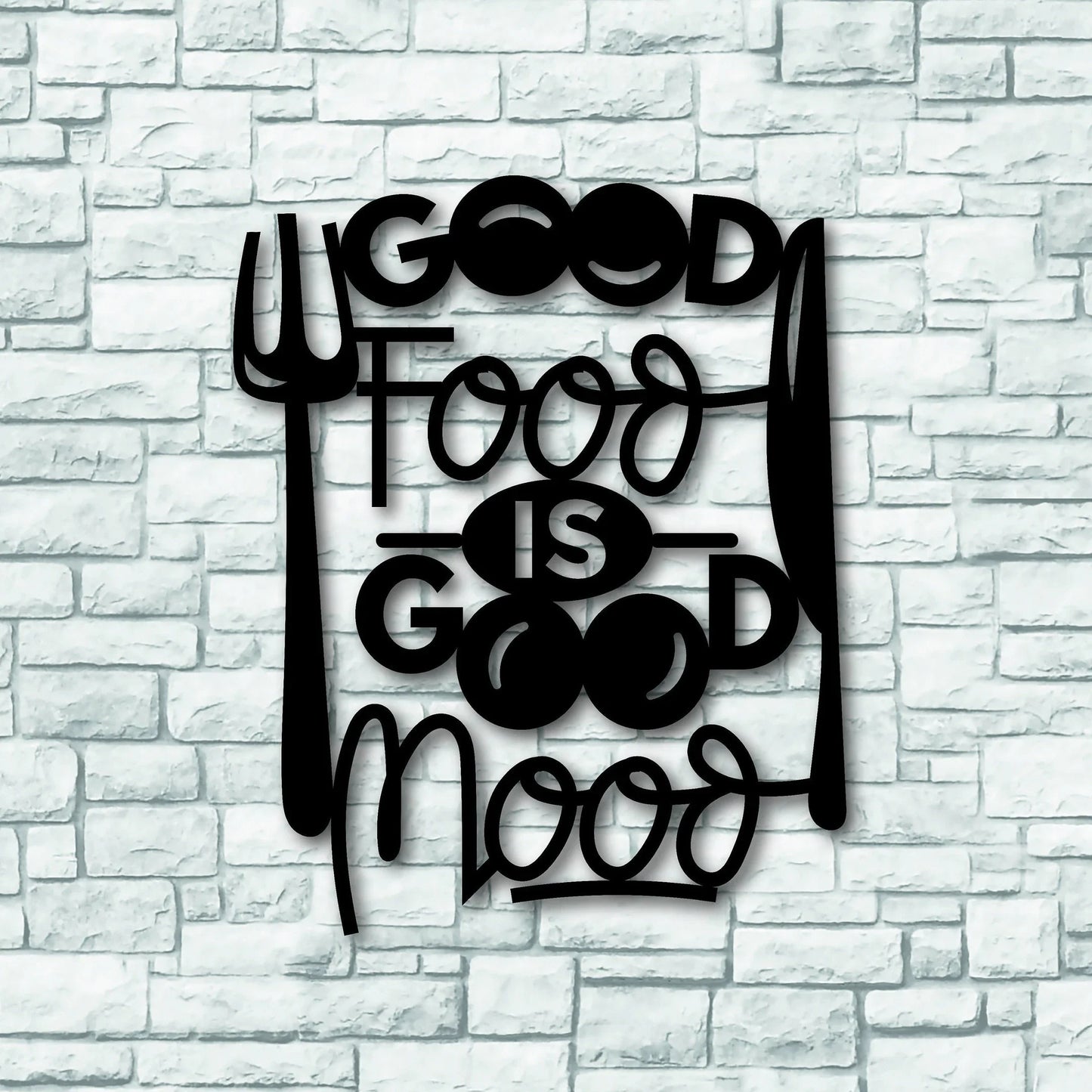 Good Food Is Good Mood Kitchen Wall Decor Kitchen Metal Sign - 8 inches - metal sign