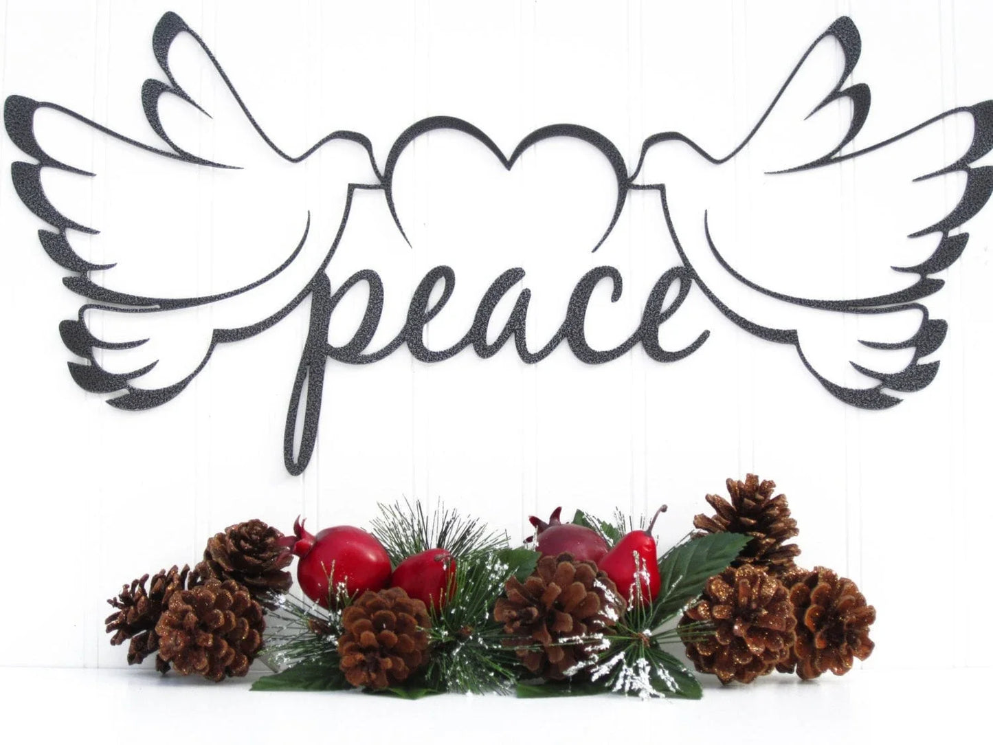 Christmas Peace Doves Metal Sign Silver Christmas Decorations Christmas Gifts Xmas Decorations Christmas - 8 inches - metal sign