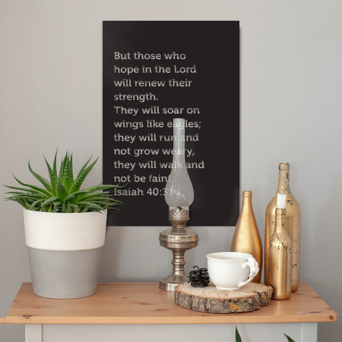Isaiah 40 31 Scripture Metal Sign Metal Wall Decor Office Wall Decor Bible Verse Easter Decor - 8 inches - metal sign