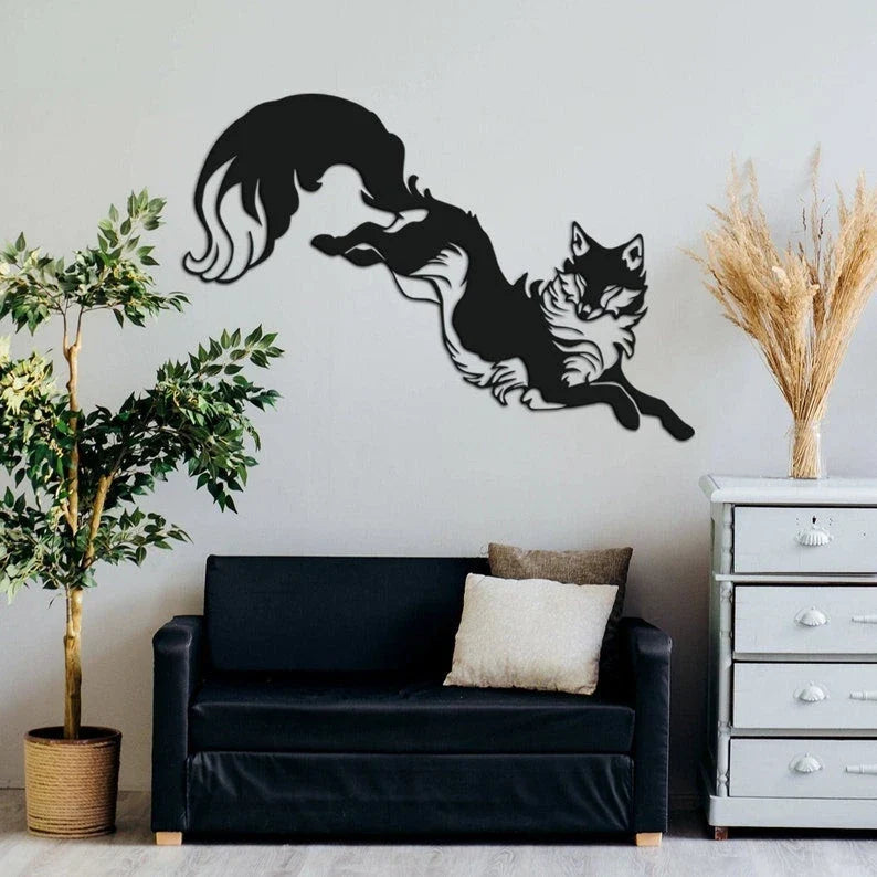 Fox Metal Wall Decor Fox Decor Wall Artfox Wall Decorhousewarming Giftliving Room Wall Artoffice Wall Hanging - 8 inches - metal sign