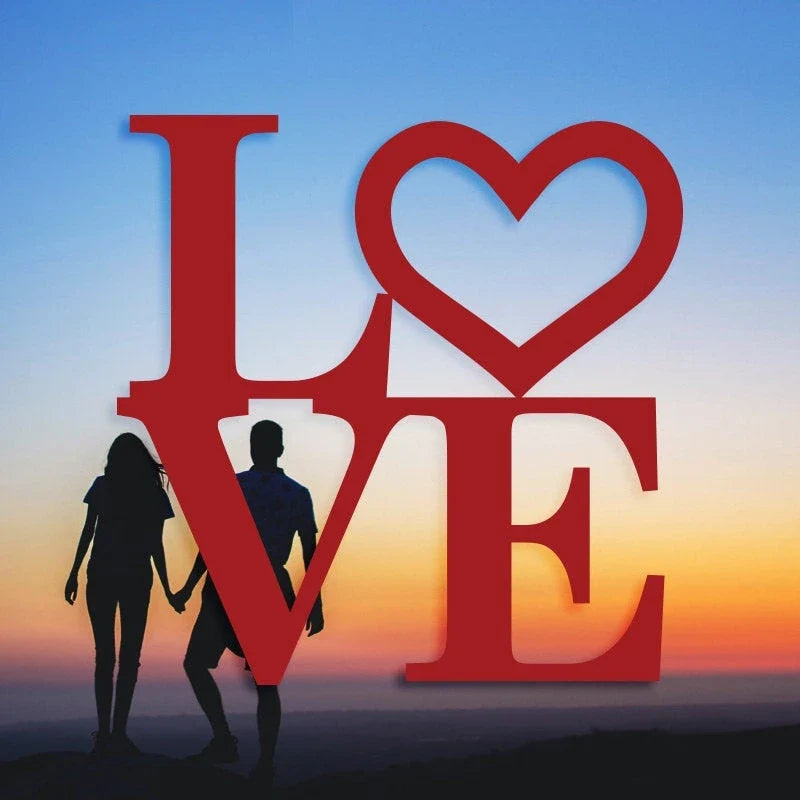 Love Letters Heart Sign Metal Decor - 8 inches - metal sign