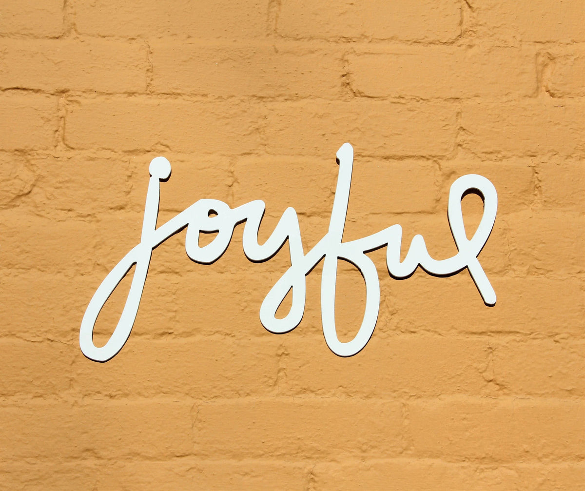 Joyful Metal Sign Metal Word Indoor Or Outdoor Metal Signs Joyful Interior Design Decor - 8 inches - metal sign