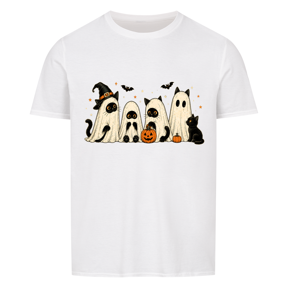 Ghost cats with pumpkins Basic Shirt Unisex