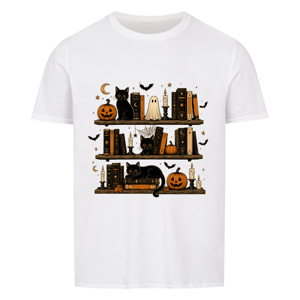 Halloween Bookshelves Basic Shirt Unisex