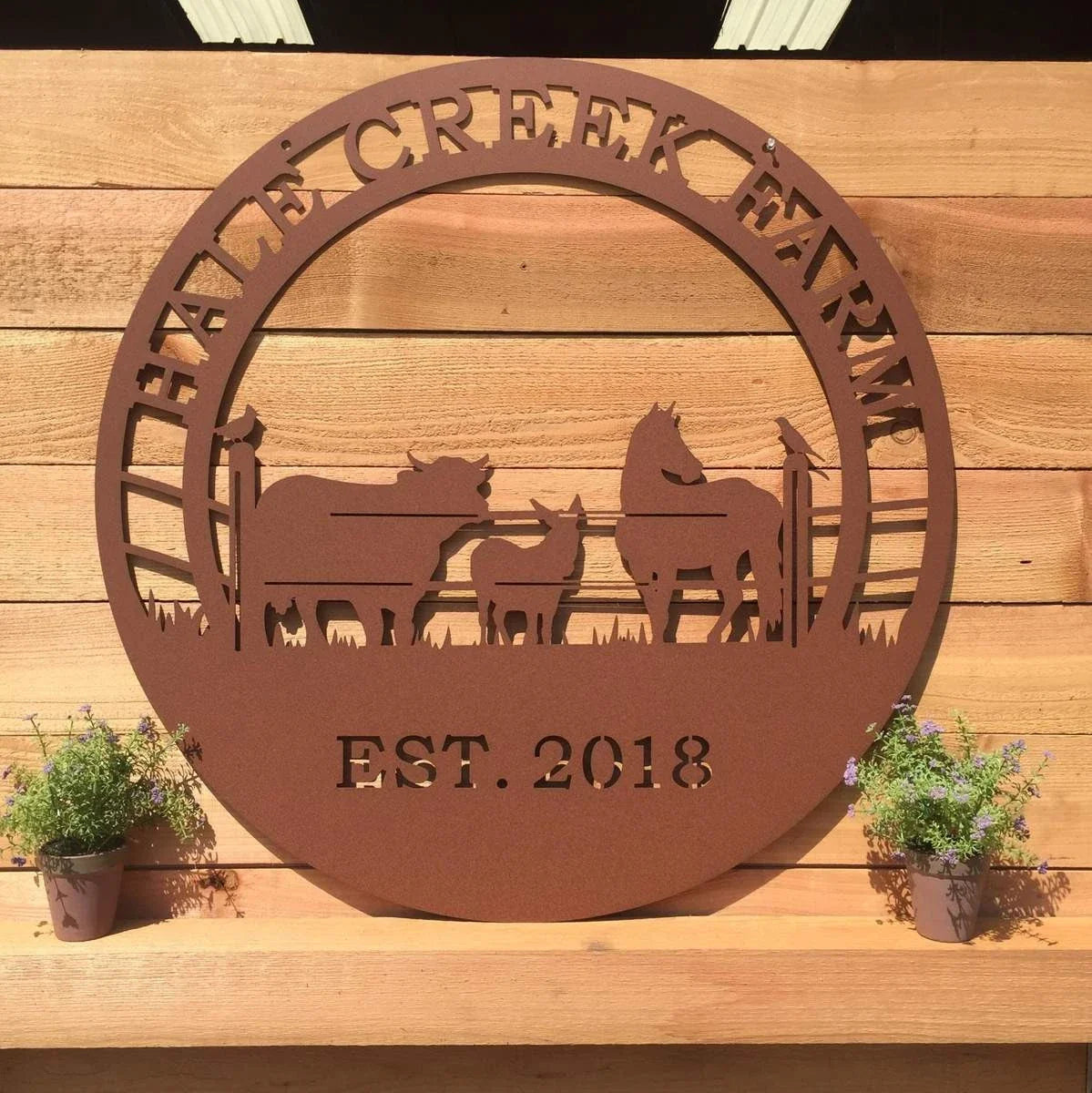 Bird Horse Cow Donkey Ranch Sign Cut Metal Sign Metal House Sign - 10 inches - metal sign