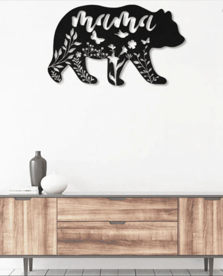 Mama Bear Flowers Metal House Sign - 10 inches - metal sign