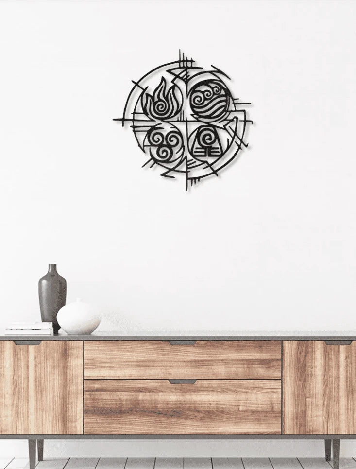 Four Elements Earth Water Air Fire Metal House Sign - 10 inches - metal sign
