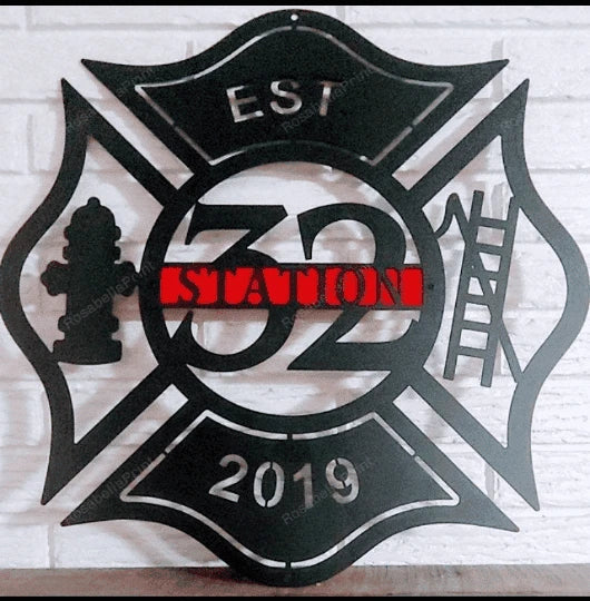 Badge Number Metal Maltese Cross Sign Cut Metal Sign Metal House Sign - 10 inches - metal sign
