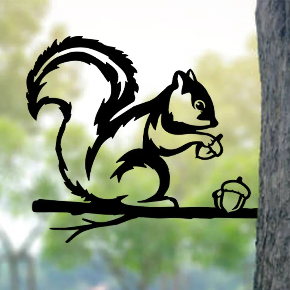 Go Nuts Squirrel Metal Art Garden Signs Cut Metal Sign Metal House Sign - 12 inches - metal sign