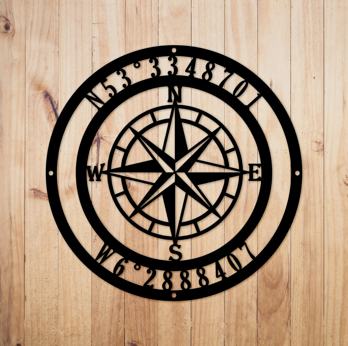 Nautical Compass Gps Coordinate Sign Cut Metal Sign Metal House Sign - 12 inches - metal sign