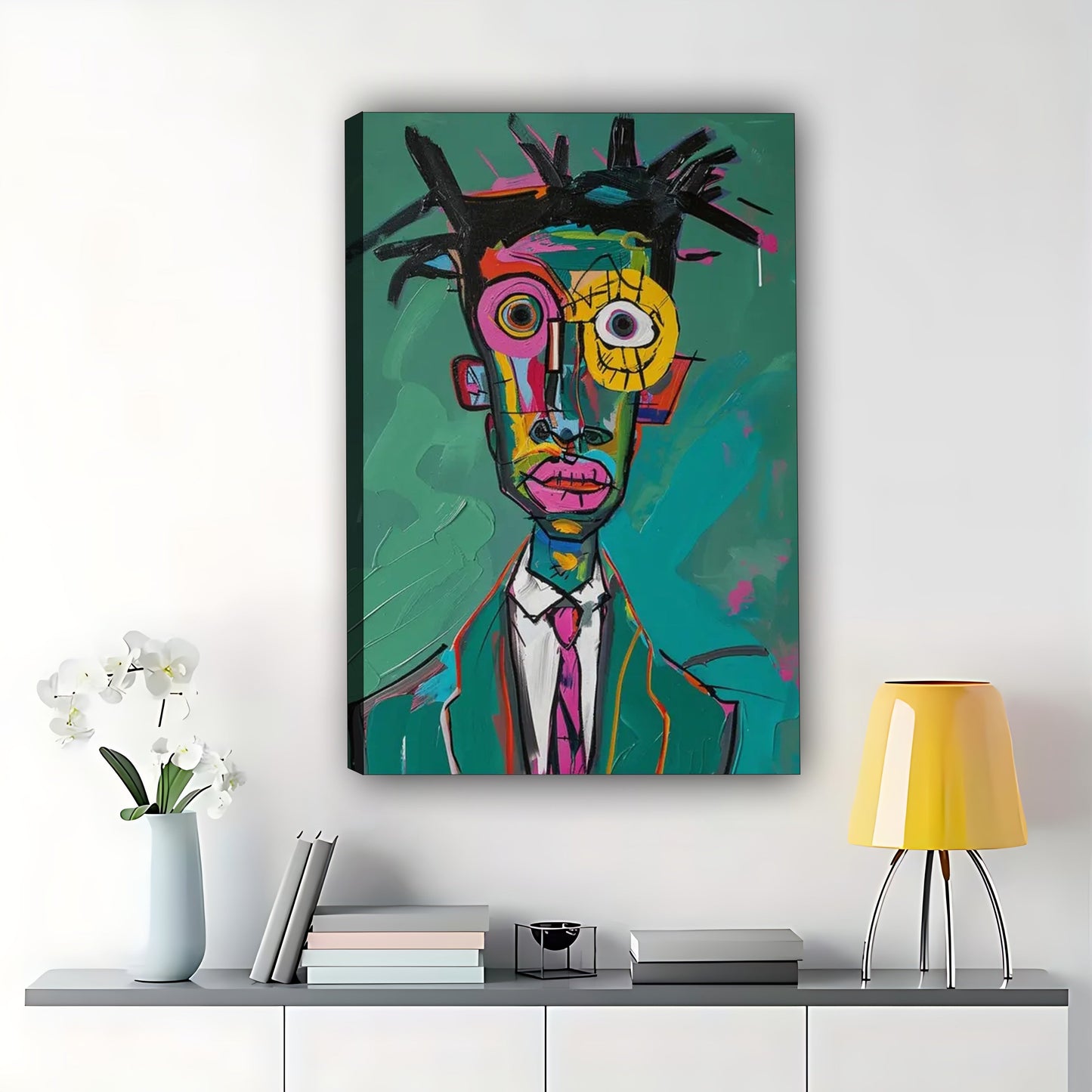 The Bold Abstract Portrait – Modern Avant-Garde Wall Art on Natural Wood Canvas