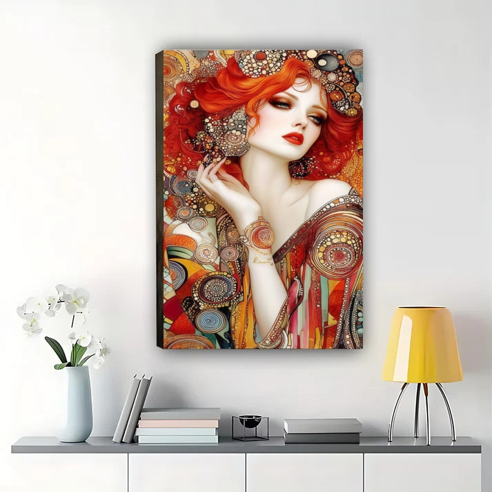Art Nouveau Woman Portrait Print | Red Hair Wall Art