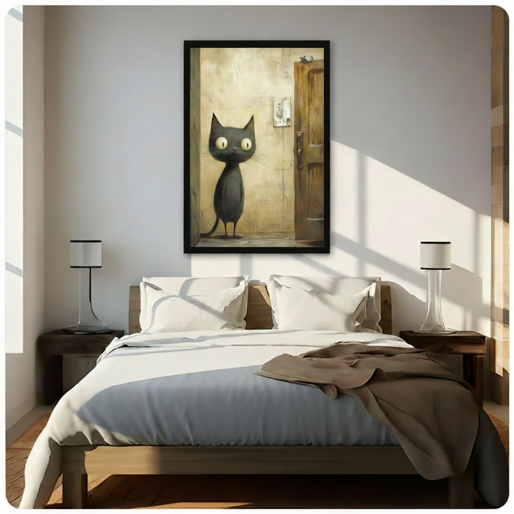 Gothic Black Cat Door Vintage Expressionist Canvas Print