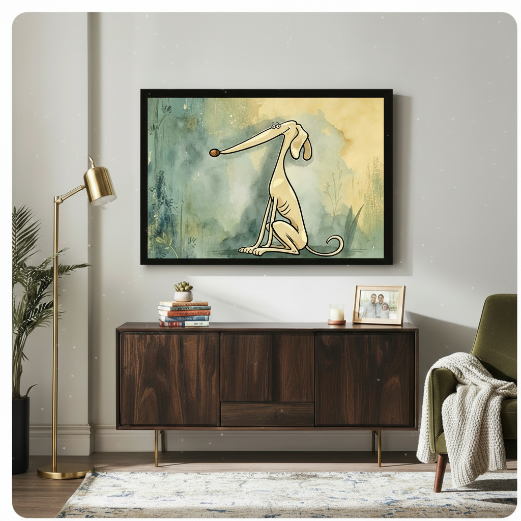Funny Long-Nose Dog Watercolor Canvas Art Wall Art