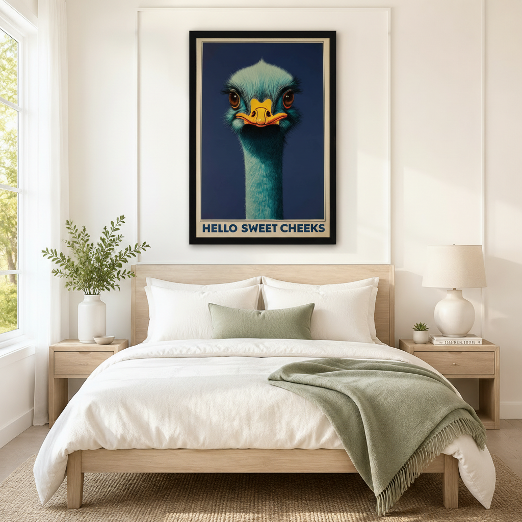 Hello Sweet Cheeks Ostrich Funny Vintage Canvas Print