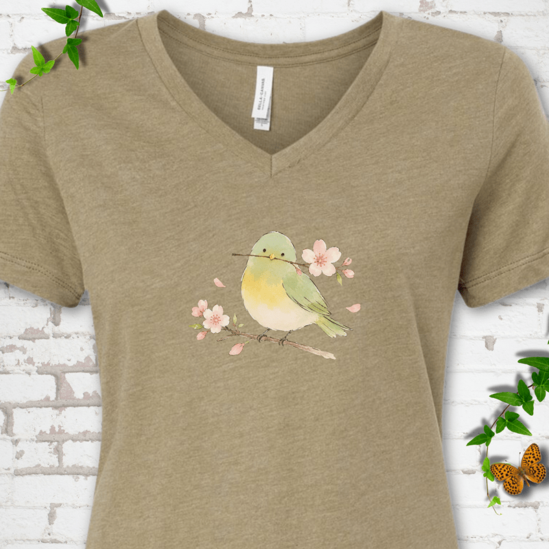 Cherry Blossom Buddy V-Neck T-Shirt