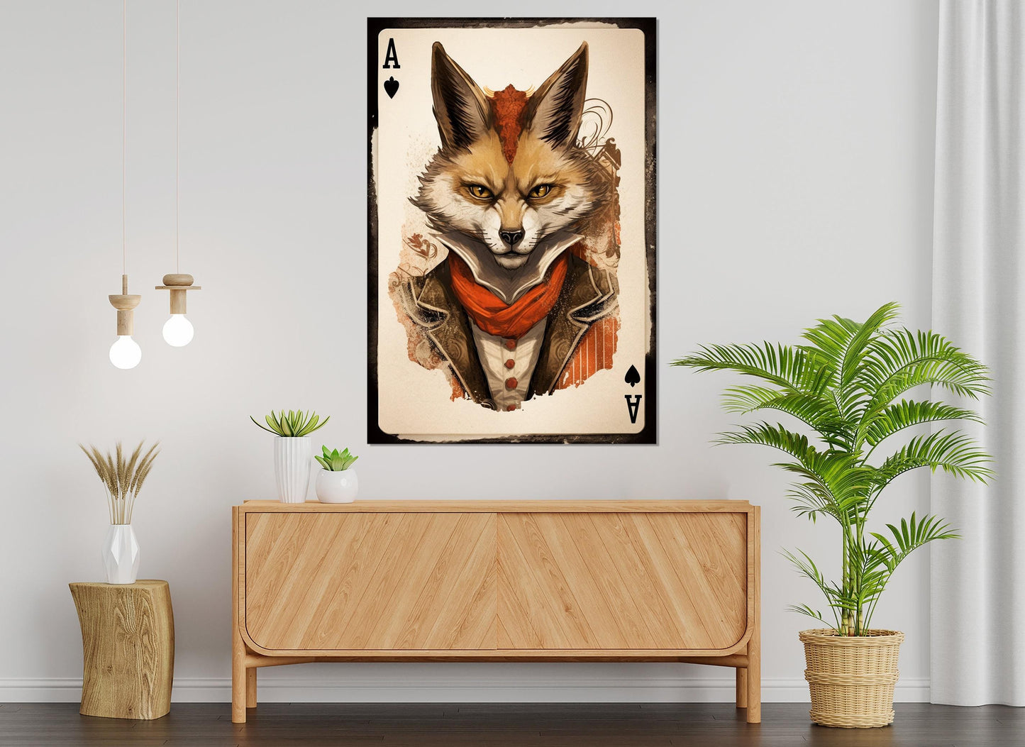 Ace of Spades Canvas – Fox Playing Card Art | Framed Canvas Print Ready to Hang