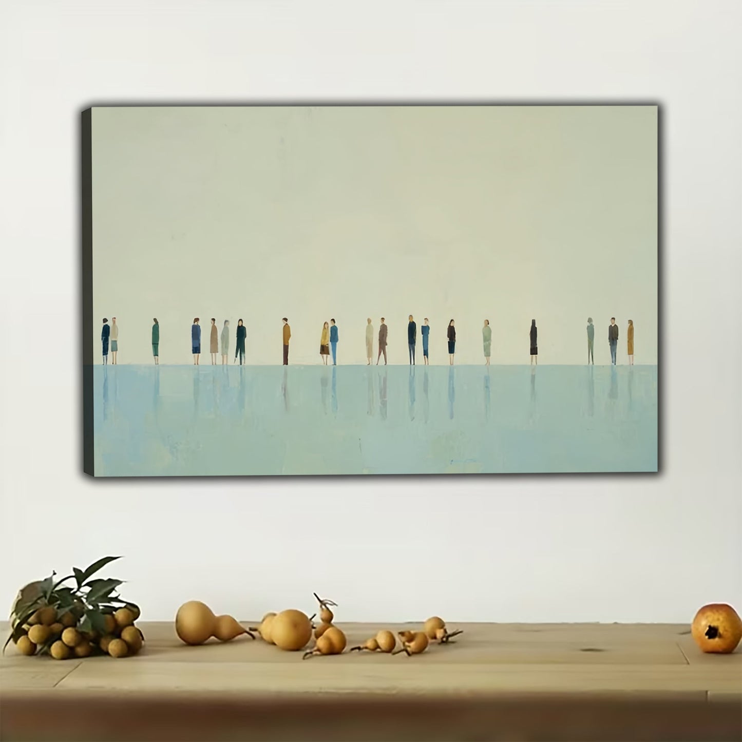 The Minimalist Coastal Horizon – Calm Modern Wall Art on Natural Wood Canvas