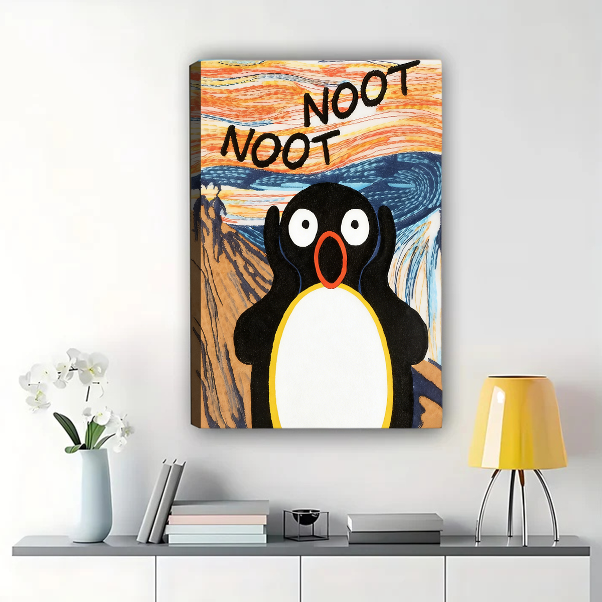 Noot Noot Penguin Scream Poster – Funny Meme Art Print Canvas Wall Art