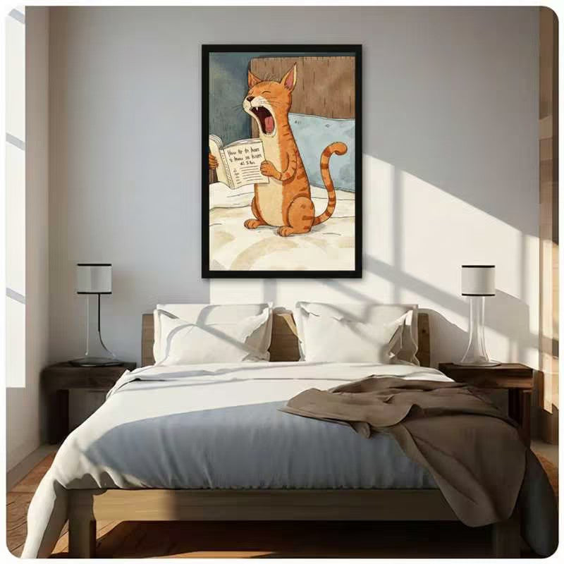 Funny Cat Yelling Watercolor Canvas Art Wall Art