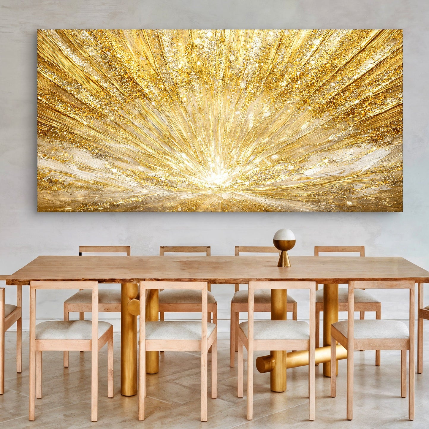 Golden Radiant Sun Abstract Wall Art