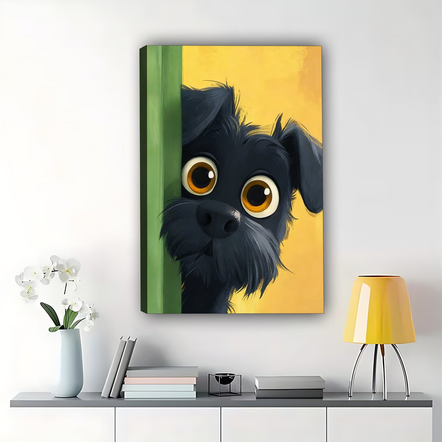 Mysterious Black Dog Minimalist Canvas Art - Sleek Canine Wall Decor