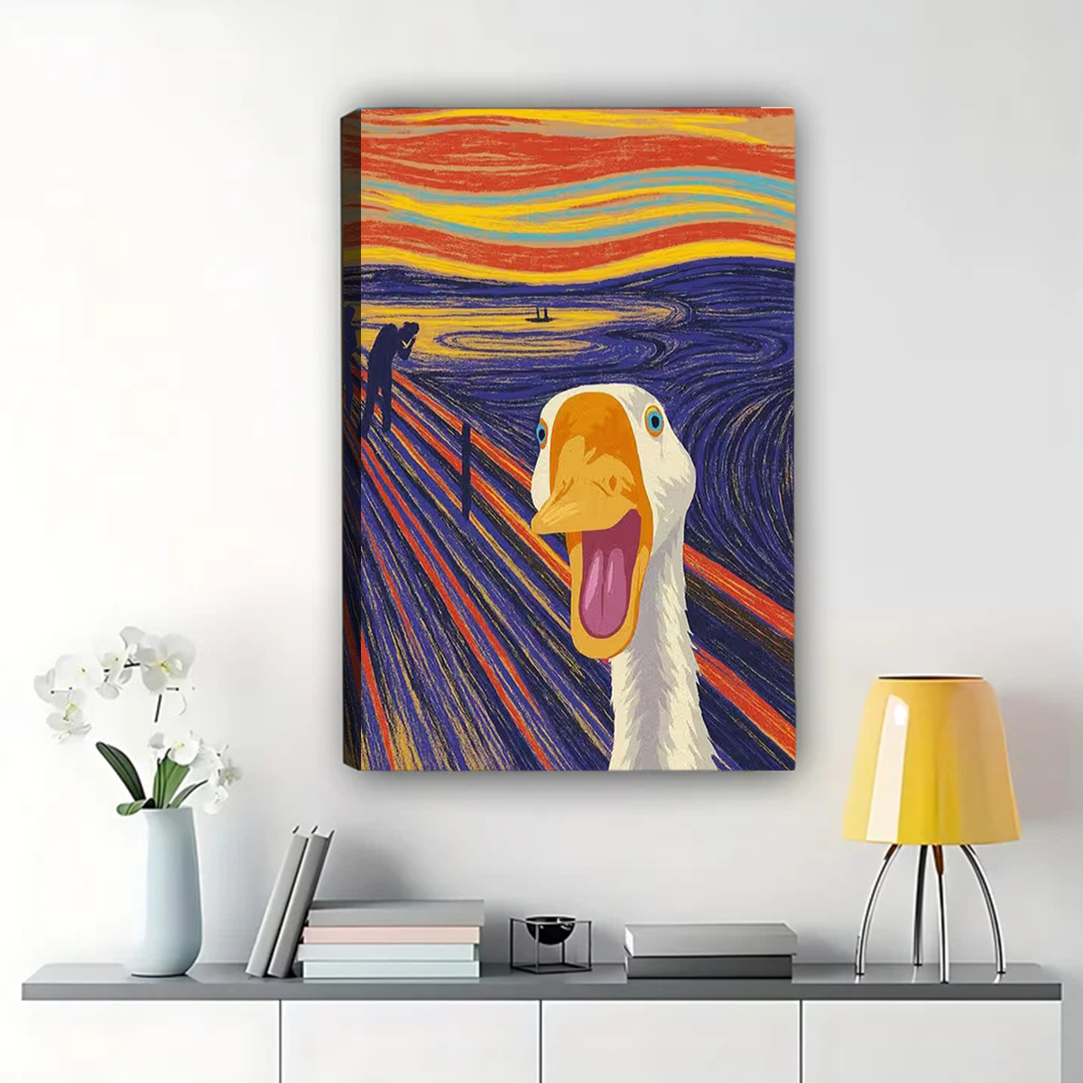The Scream Goose Parody Art - Funny Meme Wall Decor Canvas Wall Art