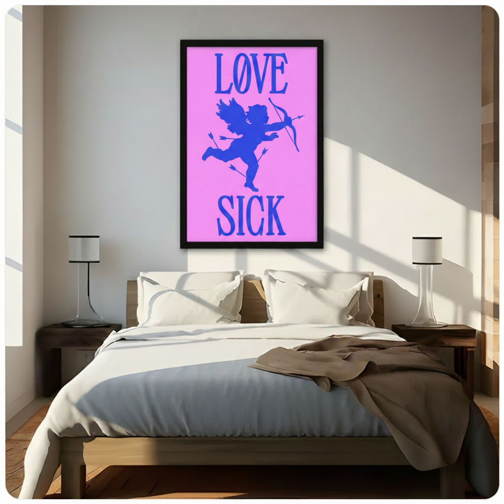 LØVE SICK Cupid Canvas Wall Art – Pop Art Print