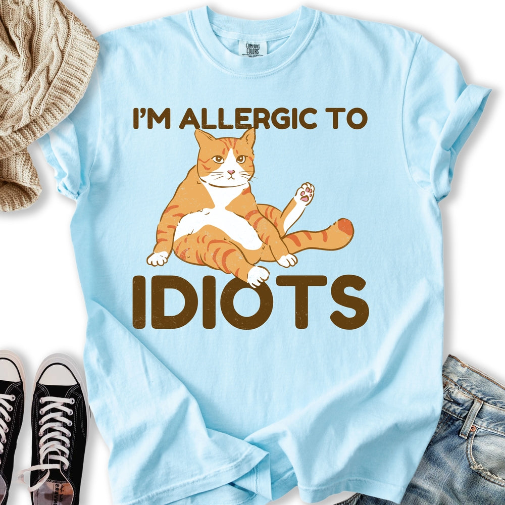 Allergic To Idiots Cat Relaxed Tee