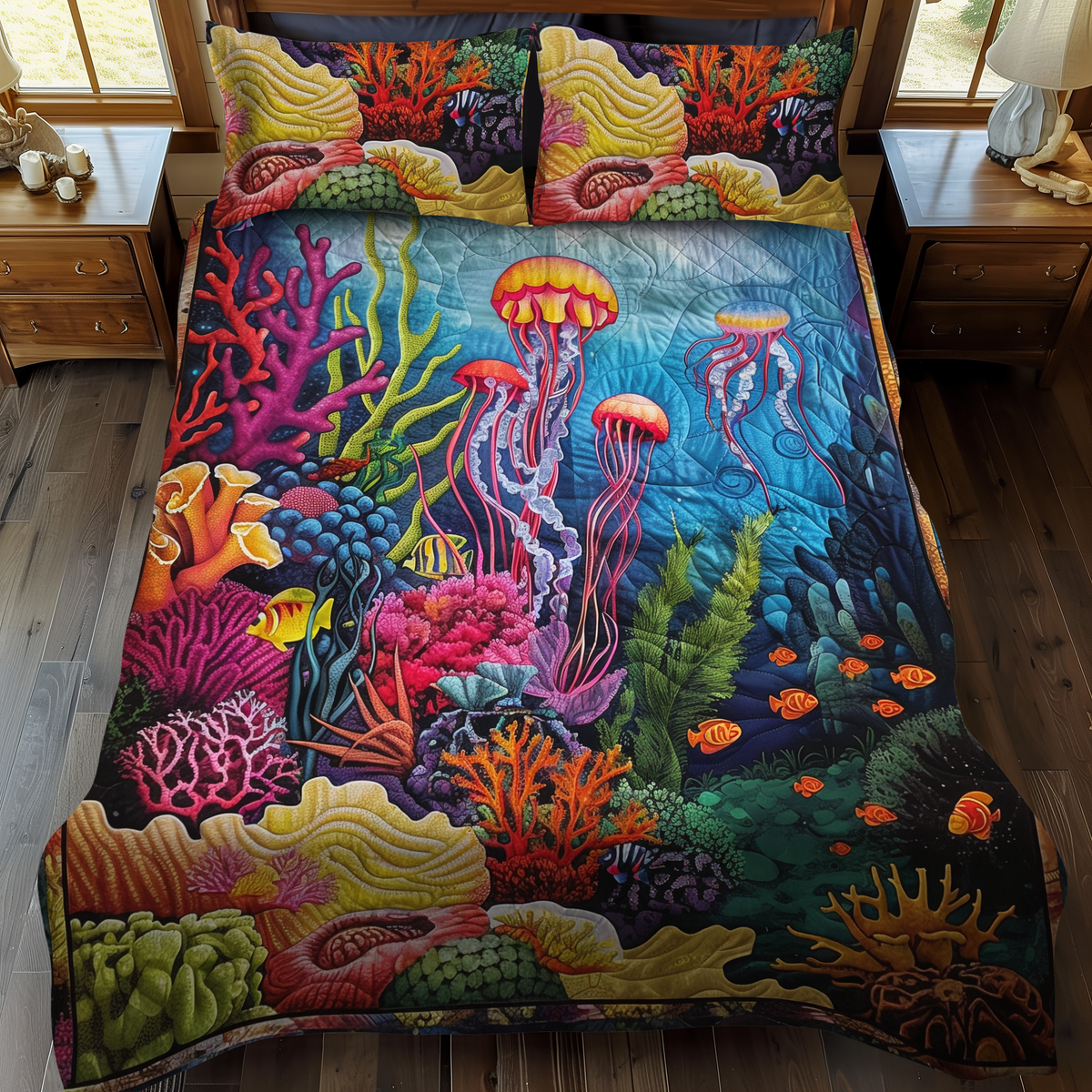 Aquatic Majesty 3-Piece Quilted Bedding Set - Single (59" x 70")