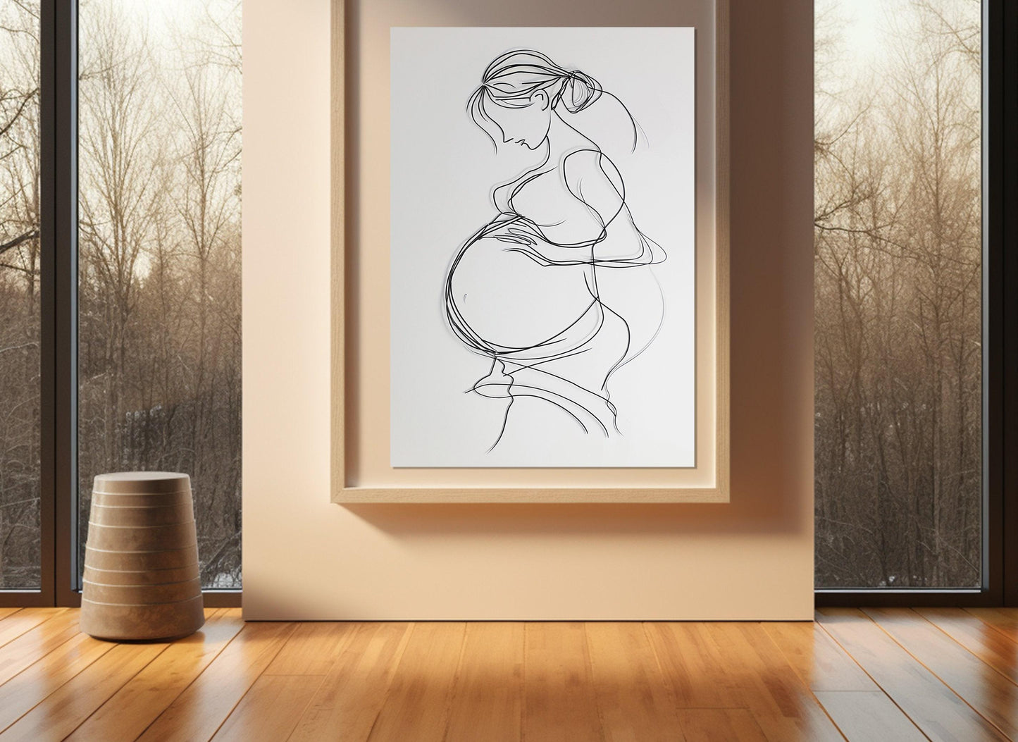 Pregnant Woman Canvas Print – Minimalist Maternity Wall Art | Ready to Hang Cotton Canvas