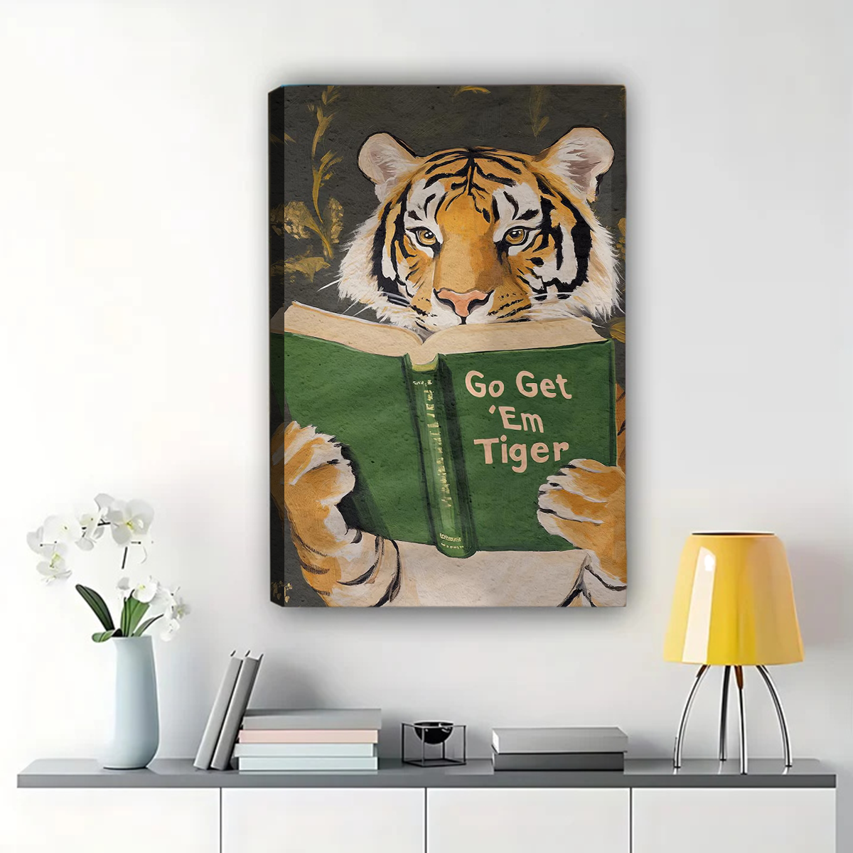 Go Get Em Tiger Wall Art - Motivational Reading Canvas Print