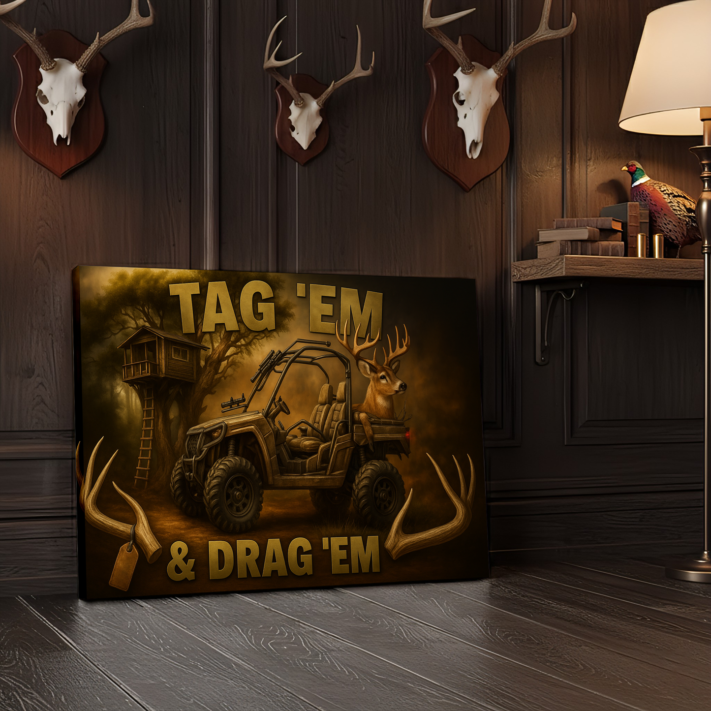 Deer Tag and Drag 3D Wrapped Canvas Wall Art