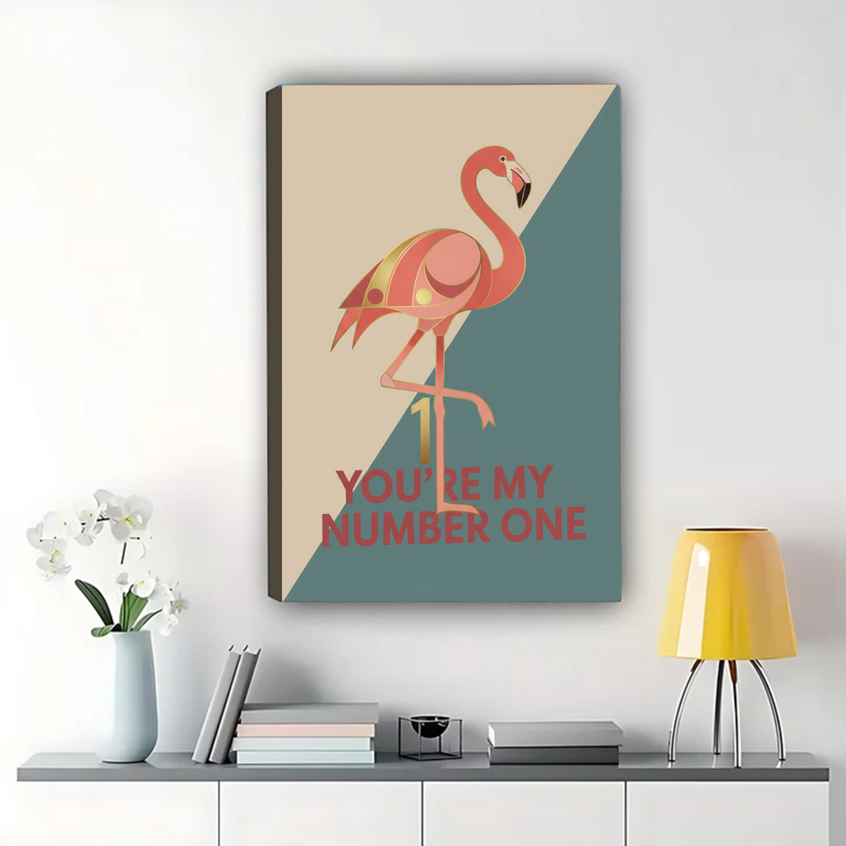 You're My Flamingo Art Print - Geometric Wall Decor Canvas Wall Art