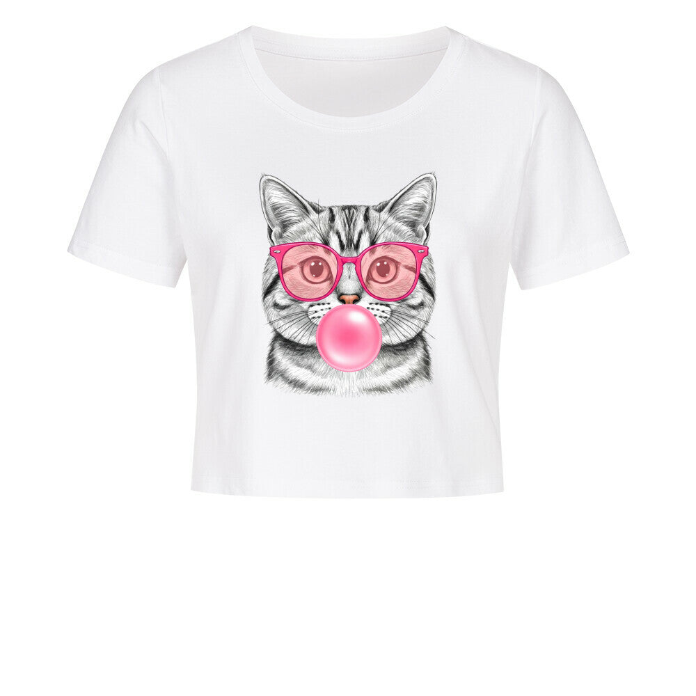 Katze mit Kaugummi Ladies Cropped Tee