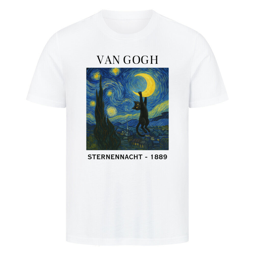 Van Gogh - Sternennacht mit Katze T-Shirt