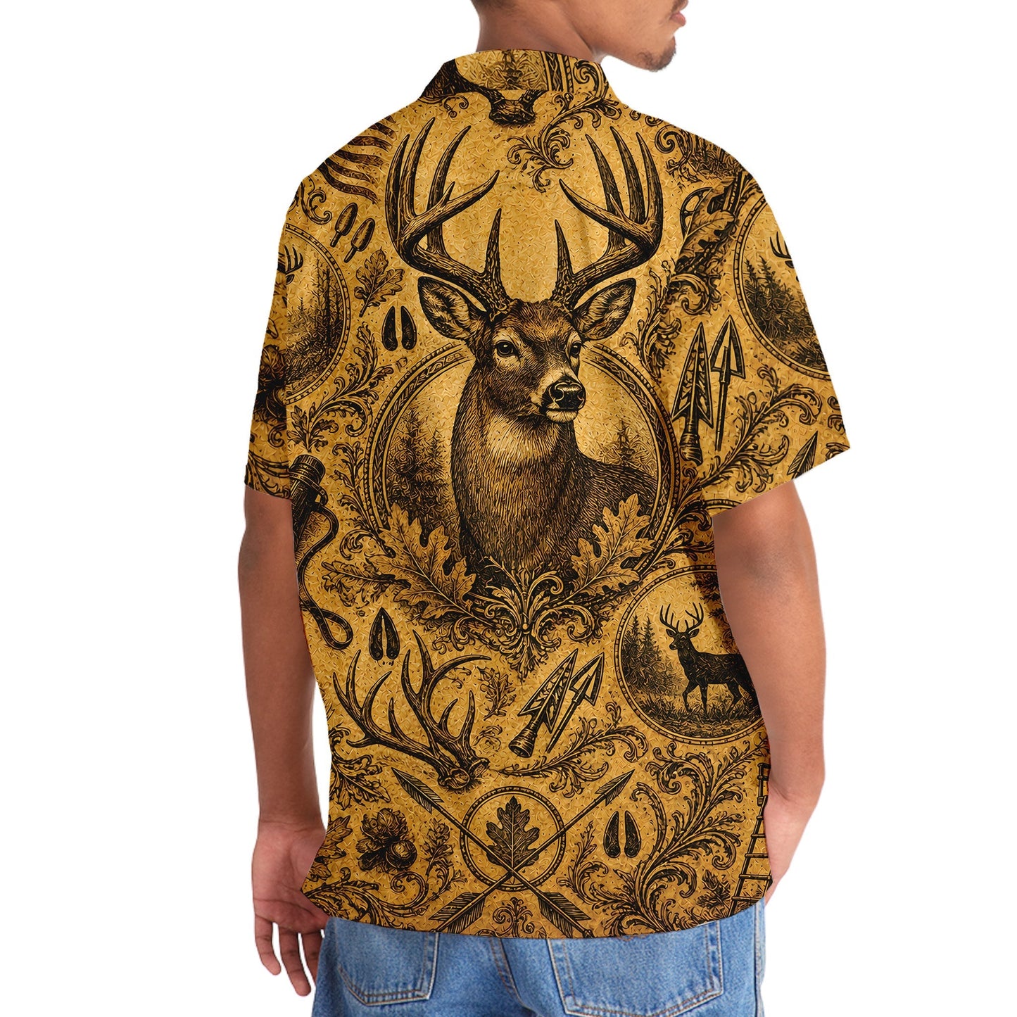 Whitetail Deer Hunting Legend Vintage Art Hawaiian Shirt