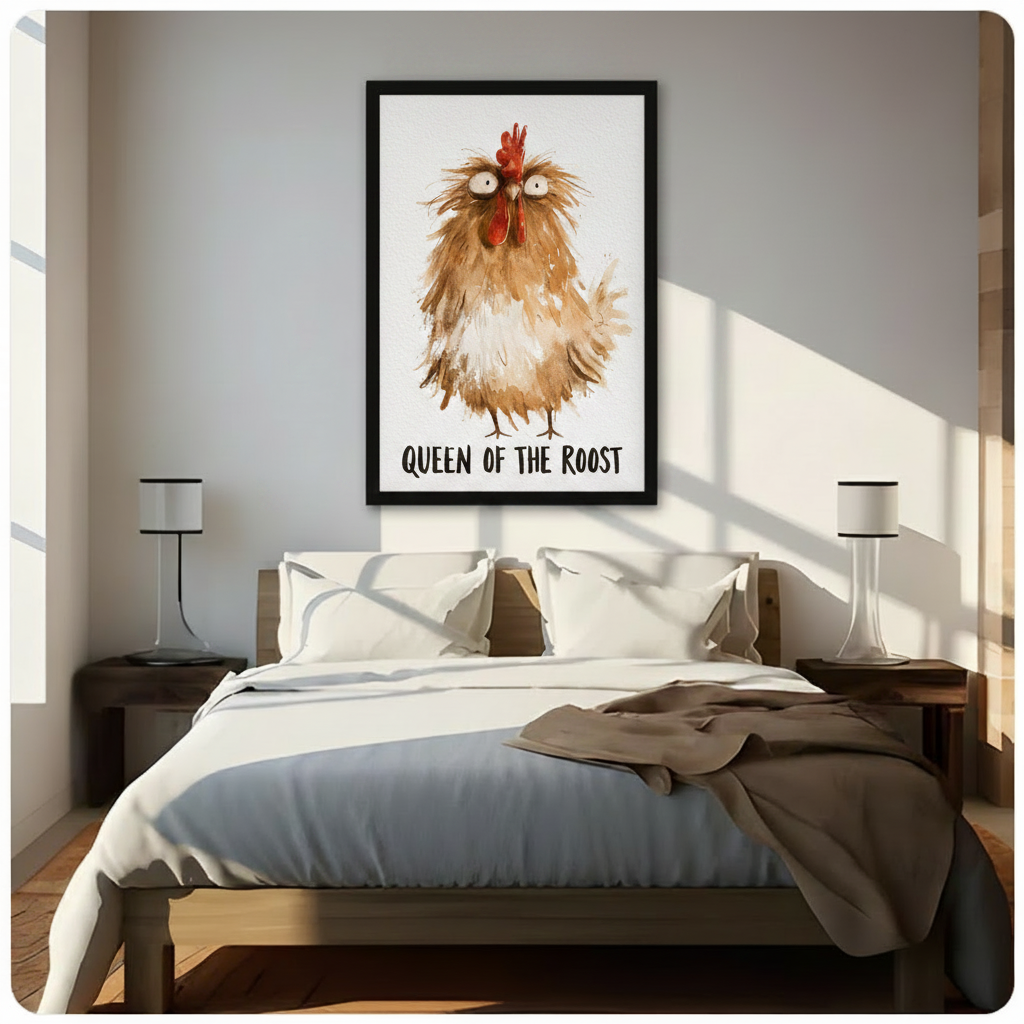 Queen of the Roost Funny Chicken Canvas Art Wall Art