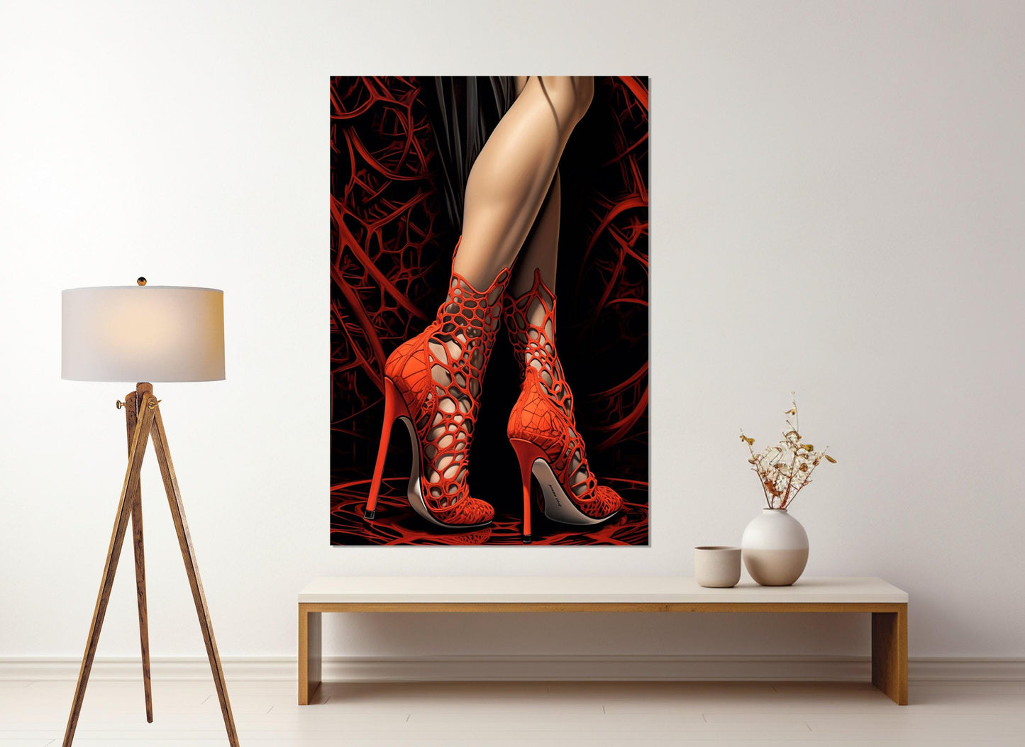 Erotic Wall Art – Sexy Woman Legs Painting on High Heels Canvas Print