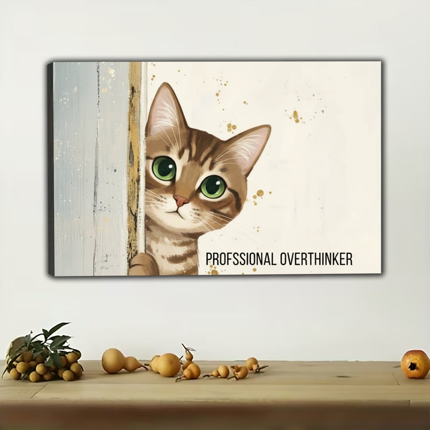 abby Cat Canvas Wall Art - Professional Overthinker Kitten Decor