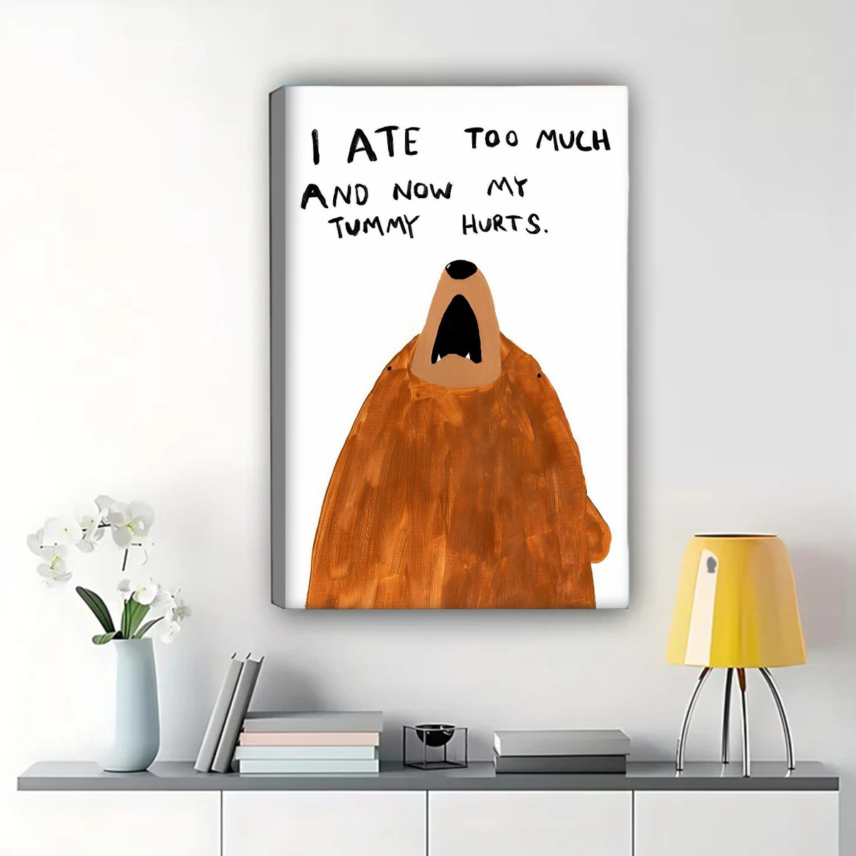 I Ate Too Much Bear Wall Art - Funny Kitchen Print