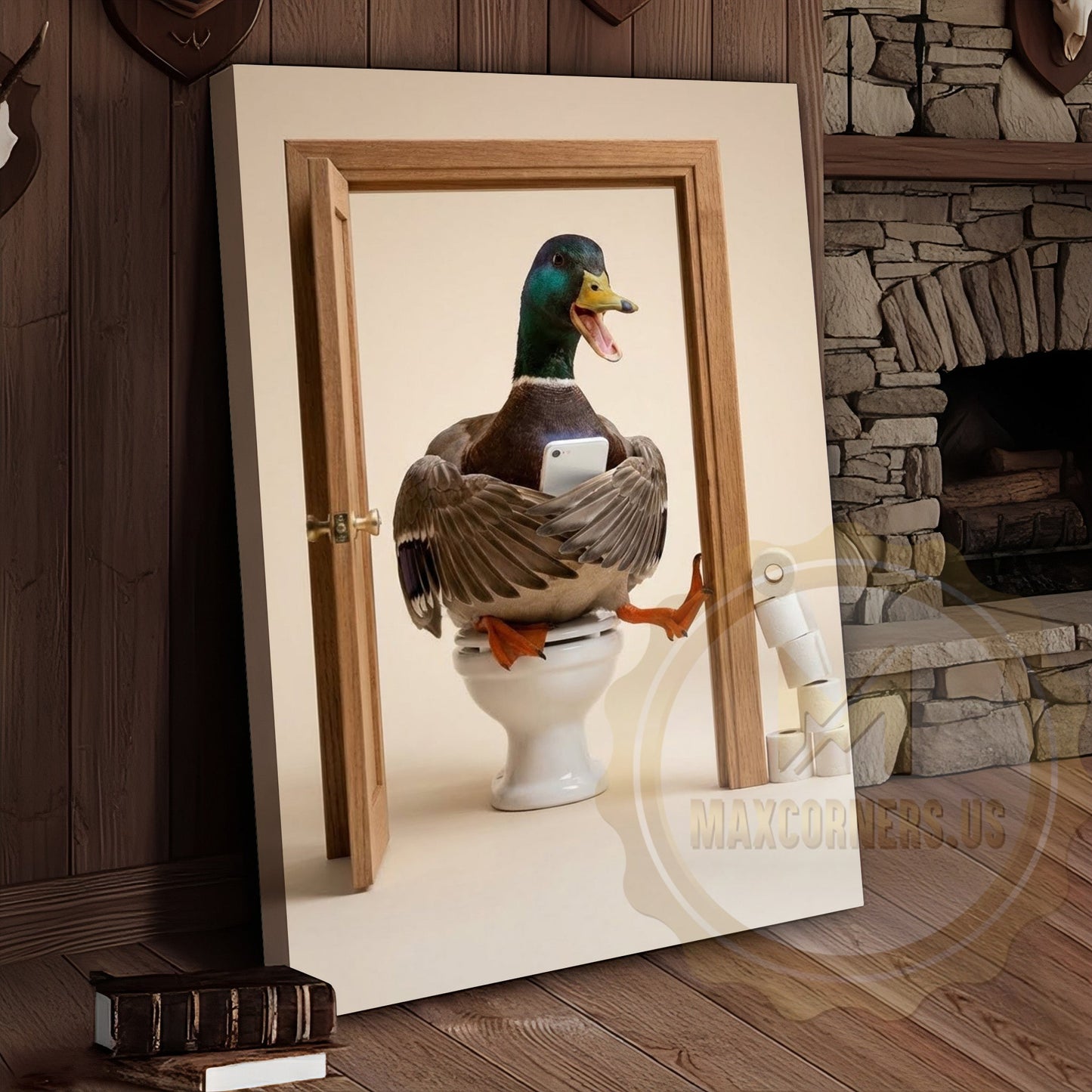 Duck Canvas Bathroom Door Smartphone Humor Canvas Wall Art
