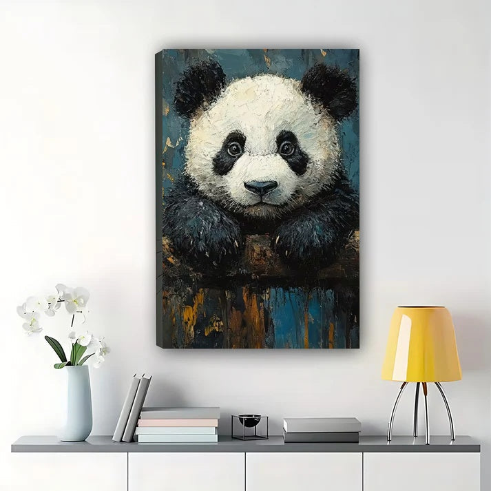 Cute Panda Canvas Wall Art - Baby Panda Bear Nursery Print