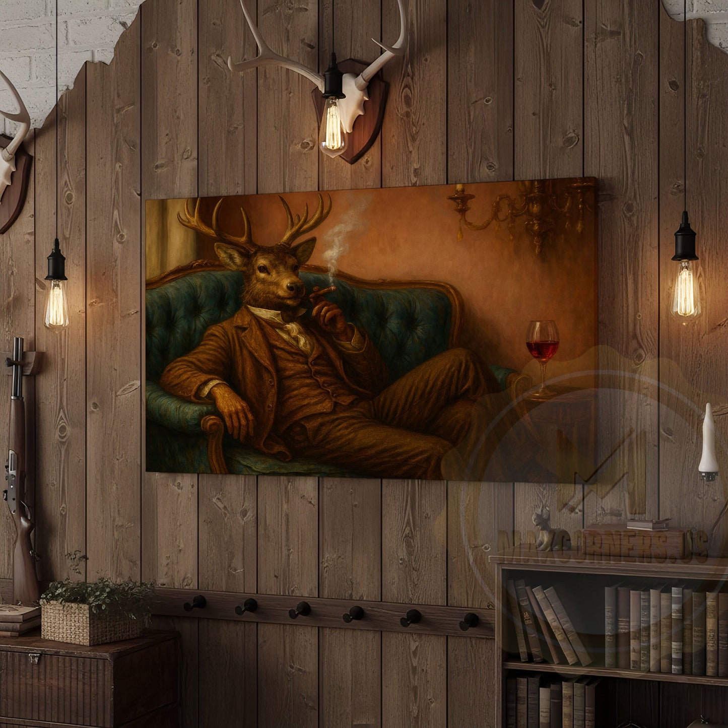 Deer Boxer with Red Gloves in Boxing Ring Wrapped Canvas